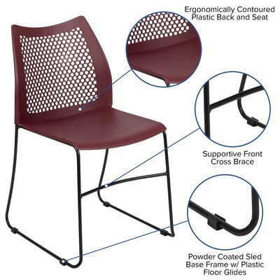 Flash Furniture HERCULES Plastic Stacking Chair, Burgundy/Black (RUT498ABY)