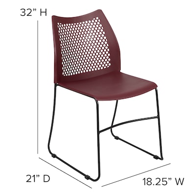 Flash Furniture HERCULES Plastic Stacking Chair, Burgundy/Black (RUT498ABY)