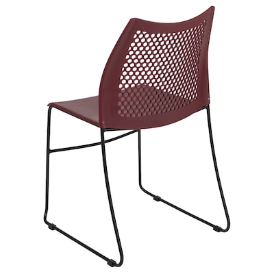 Flash Furniture HERCULES Plastic Stacking Chair, Burgundy/Black (RUT498ABY)