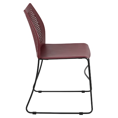 Flash Furniture HERCULES Plastic Stacking Chair, Burgundy/Black (RUT498ABY)