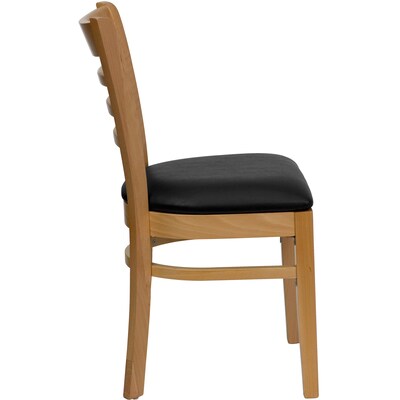 Flash Furniture Hercules Traditional Vinyl & Wood Ladder Back Restaurant Dining Chair, Natural/Black, 2/Pack (2XUW05NATBKV)