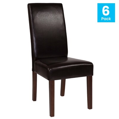 Flash Furniture Greenwich Series Midcentury LeatherSoft Parsons Dining Chair, Brown, 6/Pack (6QYA379061BRNL)