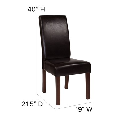 Flash Furniture Greenwich Series Midcentury LeatherSoft Parsons Dining Chair, Brown, 6/Pack (6QYA379061BRNL)