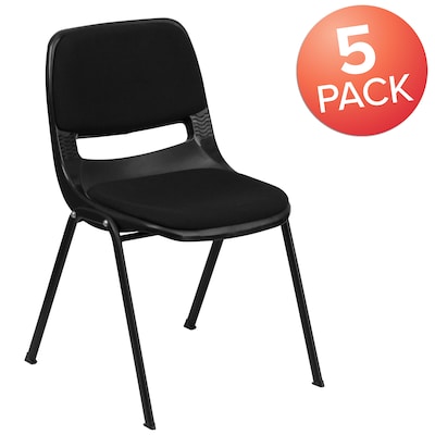 Flash Furniture HERCULES Series Fabric Padded Shell Stack Chair, Black, 5 Pack (5RUTEO101PAD)