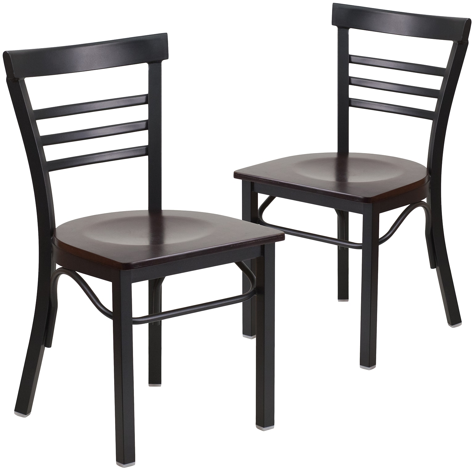 Flash Furniture HERCULES Series Traditional Metal/Wood Restaurant Dining Chair, Black/Walnut Wood, 2/Pack (2XUDG6Q6B1LADWW)