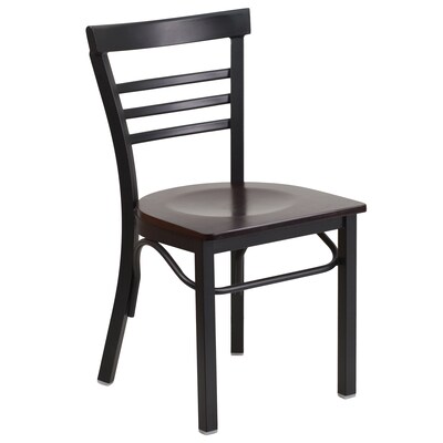 Flash Furniture HERCULES Series Traditional Metal/Wood Restaurant Dining Chair, Black/Walnut Wood, 2/Pack (2XUDG6Q6B1LADWW)