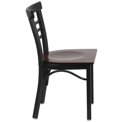 Flash Furniture HERCULES Series Traditional Metal/Wood Restaurant Dining Chair, Black/Walnut Wood, 2/Pack (2XUDG6Q6B1LADWW)