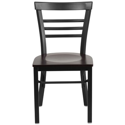 Flash Furniture HERCULES Series Traditional Metal/Wood Restaurant Dining Chair, Black/Walnut Wood, 2/Pack (2XUDG6Q6B1LADWW)
