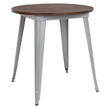 Flash Furniture Metal/Wood Restaurant Dining Table, 30.5H, Silver (CH5109029M1SIL)
