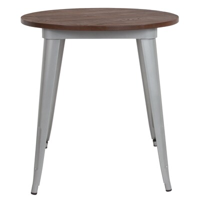 Flash Furniture Metal/Wood Restaurant Dining Table, 30.5"H, Silver (CH5109029M1SIL)