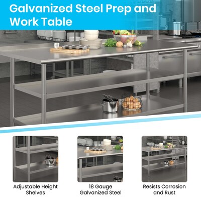 Flash Furniture Stainless Steel Worktable, 72" x 30" (NHWTGU3072BSP)