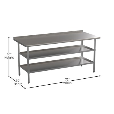 Flash Furniture Stainless Steel Worktable, 72" x 30" (NHWTGU3072BSP)