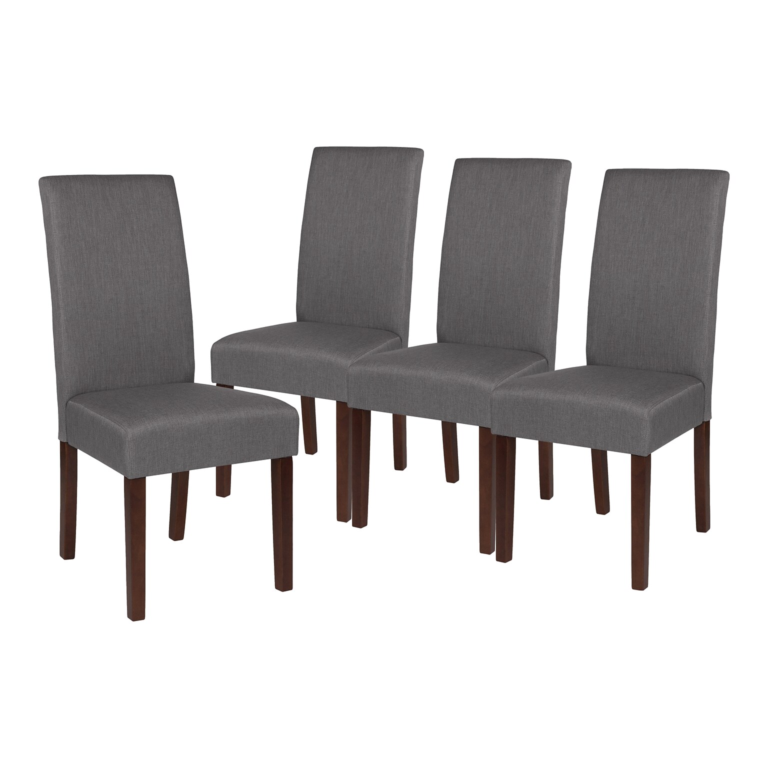 Flash Furniture Greenwich Series Midcentury Fabric Parsons Dining Chair, Light Gray, 4 Pack (4QYA379061LGY)