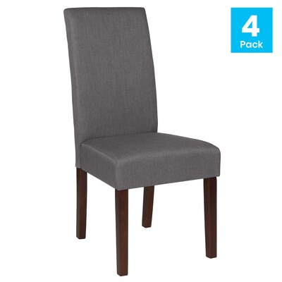 Flash Furniture Greenwich Series Midcentury Fabric Parsons Dining Chair, Light Gray, 4 Pack (4QYA379061LGY)