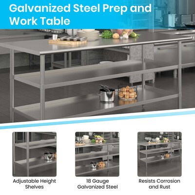 Flash Furniture Stainless Steel Worktable, 72" x 30" (NHWTGU3072)