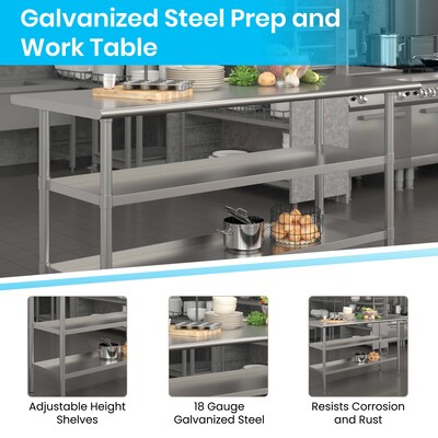 Flash Furniture Stainless Steel Worktable, 60" x 24" (NHWTGU2460)