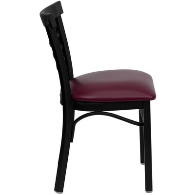 Flash Furniture Hercules Traditional Vinyl & Metal Ladder Back Restaurant Dining Chair, Burgundy, 2/Pack (2XU6Q6B1LADBRV)
