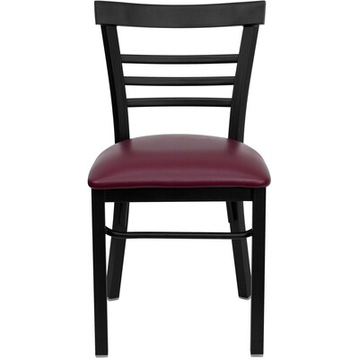Flash Furniture Hercules Traditional Vinyl & Metal Ladder Back Restaurant Dining Chair, Burgundy, 2/Pack (2XU6Q6B1LADBRV)