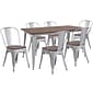 Flash Furniture Metal/Wood Restaurant Dining Table Set, 30.5"H, Silver (CHWDTBCH14)