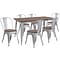 Flash Furniture Metal/Wood Restaurant Dining Table Set, 30.5H, Silver (CHWDTBCH14)