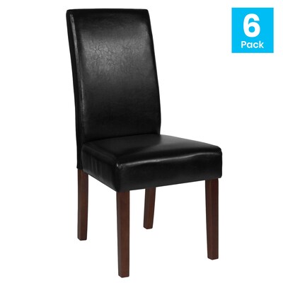 Flash Furniture Greenwich Series Midcentury LeatherSoft Parsons Dining Chair, Black, 6/Pack (6QYA379061BKL)
