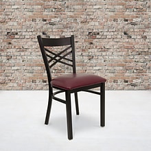 Flash Furniture Hercules Traditional Vinyl & Metal X-Back Restaurant Dining Chair, Burgundy, 2/Pack
