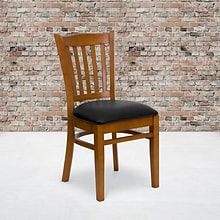 Flash Furniture Hercules Traditional Vinyl & Wood Slat Back Restaurant Dining Chair, Cherry/Black, 2