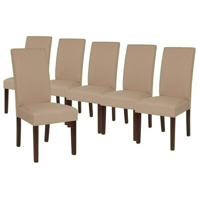 Flash Furniture Greenwich Series Midcentury Fabric Parsons Dining Chair, Beige, 6 Pack (6QYA379061BGE)