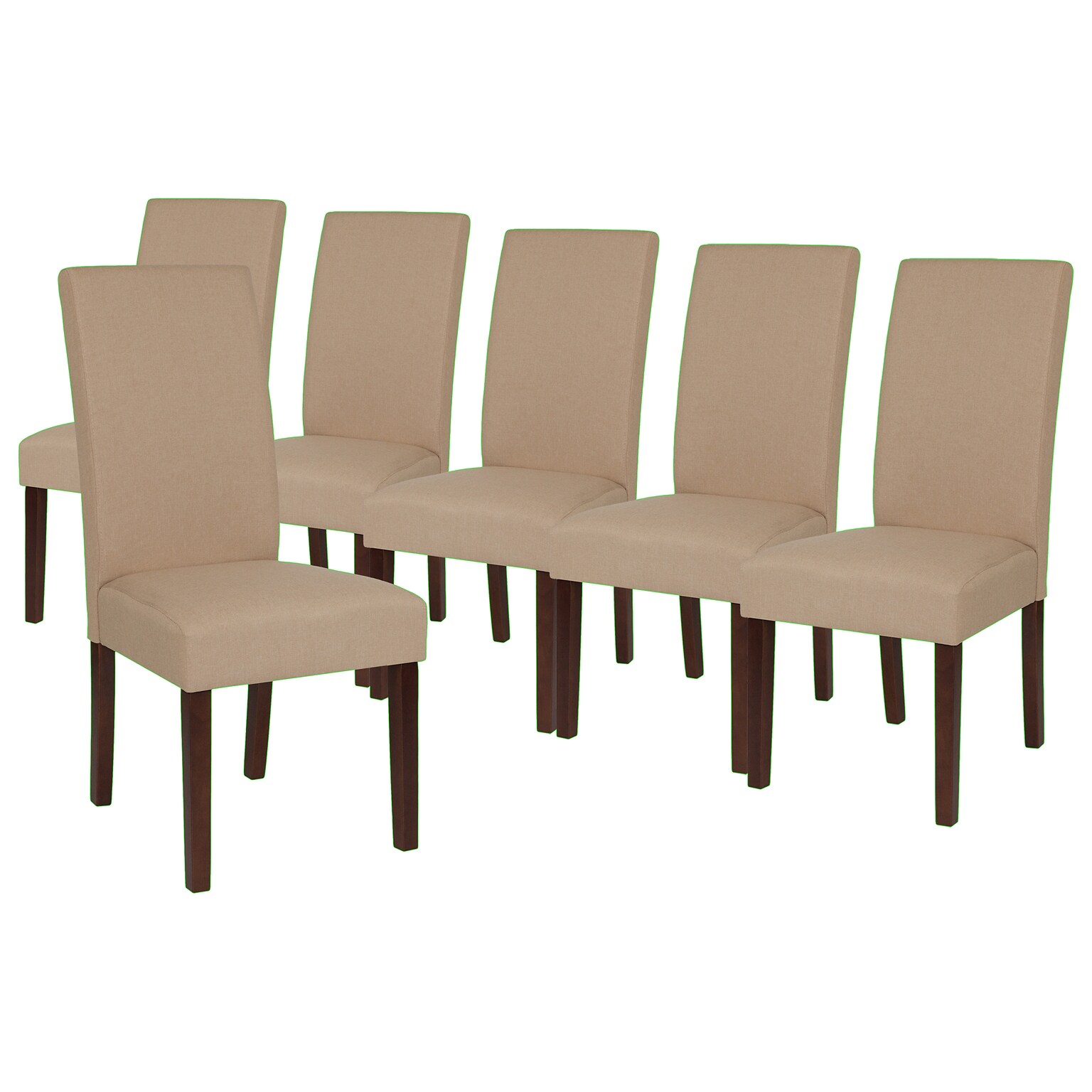 Flash Furniture Greenwich Series Midcentury Fabric Parsons Dining Chair, Beige, 6 Pack (6QYA379061BGE)