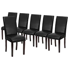 Flash Furniture Contemporary LeatherSoft Parsons Dining Chair, Black, 6/Pack (6BT350BKLEA023)