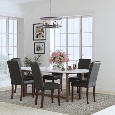 Flash Furniture Contemporary LeatherSoft Parsons Dining Chair, Black, 6/Pack (6BT350BKLEA023)