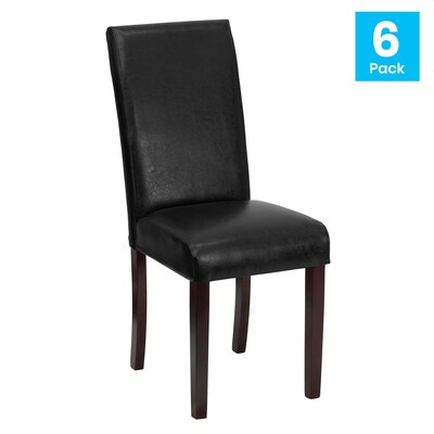 Flash Furniture Contemporary LeatherSoft Parsons Dining Chair, Black, 6/Pack (6BT350BKLEA023)