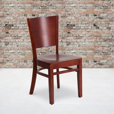 Flash Furniture Lacey Series Traditional Wood Restaurant Dining Chair, Mahogany, 2/Pack (2XUDGW094MAH)