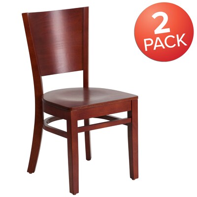 Flash Furniture Lacey Series Traditional Wood Restaurant Dining Chair, Mahogany, 2/Pack (2XUDGW094MAH)