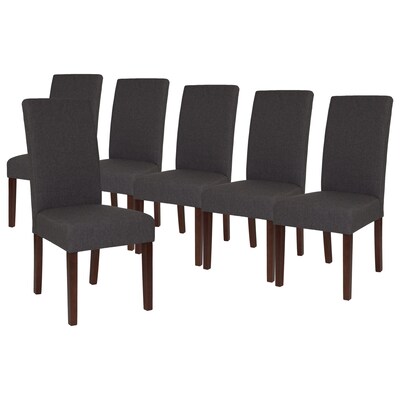 Flash Furniture Greenwich Series Midcentury Fabric Parsons Dining Chair, Gray, 6 Pack (6QYA379061GY)