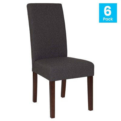 Flash Furniture Greenwich Series Midcentury Fabric Parsons Dining Chair, Gray, 6 Pack (6QYA379061GY)
