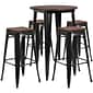 Flash Furniture Metal/Wood Restaurant Bar Table Set, 42"H, Black (CHWDTBCH26)