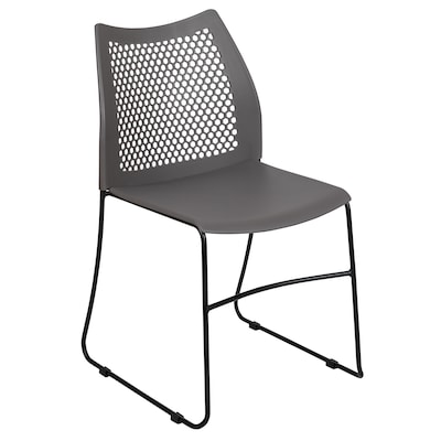 Flash Furniture HERCULES Plastic Stacking Chair, Gray/Black (RUT498AGY)