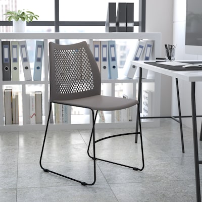 Flash Furniture HERCULES Plastic Stacking Chair, Gray/Black (RUT498AGY)