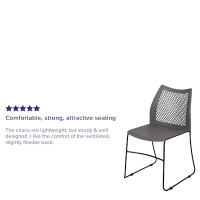 Flash Furniture HERCULES Plastic Stacking Chair, Gray/Black (RUT498AGY)