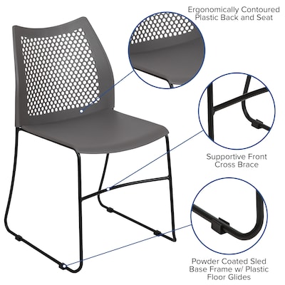 Flash Furniture HERCULES Plastic Stacking Chair, Gray/Black (RUT498AGY)