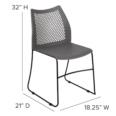 Flash Furniture HERCULES Plastic Stacking Chair, Gray/Black (RUT498AGY)