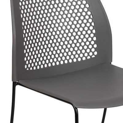 Flash Furniture HERCULES Plastic Stacking Chair, Gray/Black (RUT498AGY)