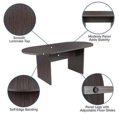 Flash Furniture 72" Oval 5-Piece Conference Table Set, Rustic Gray (BLN6GCGRY2286BK)