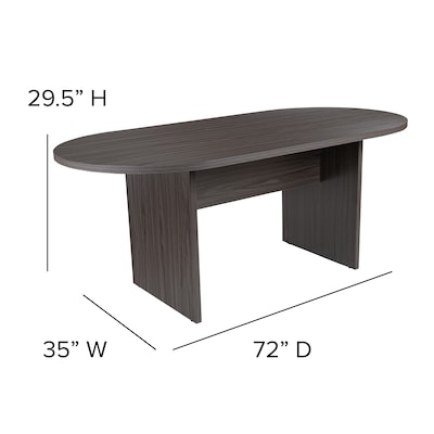 Flash Furniture 72" Oval 5-Piece Conference Table Set, Rustic Gray (BLN6GCGRY2286BK)