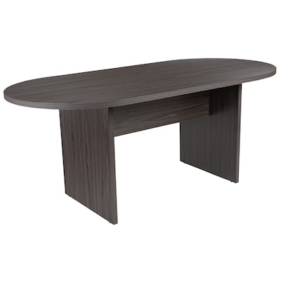 Flash Furniture 72" Oval 5-Piece Conference Table Set, Rustic Gray (BLN6GCGRY2286BK)