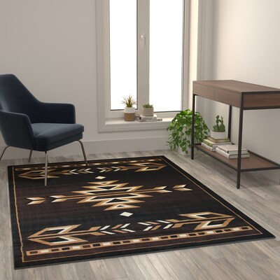 Flash Furniture Amado Collection Olefin/Jute 84 x 60 Rectangular Machine Made Rug, Brown (KPRGB907