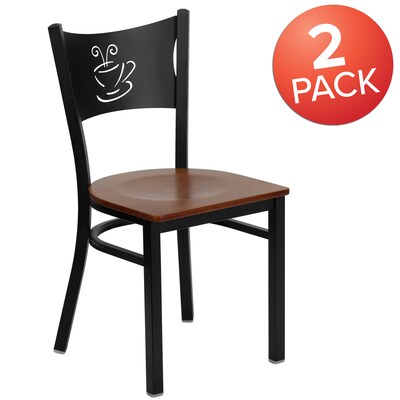 Flash Furniture HERCULES Series Traditional Metal/Wood Restaurant Dining Chair, Black/Cherry Wood, 2/Pack (2XUDG6099COFCHW)