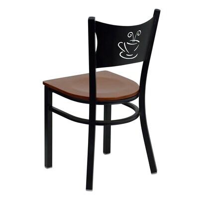 Flash Furniture HERCULES Series Traditional Metal/Wood Restaurant Dining Chair, Black/Cherry Wood, 2/Pack (2XUDG6099COFCHW)