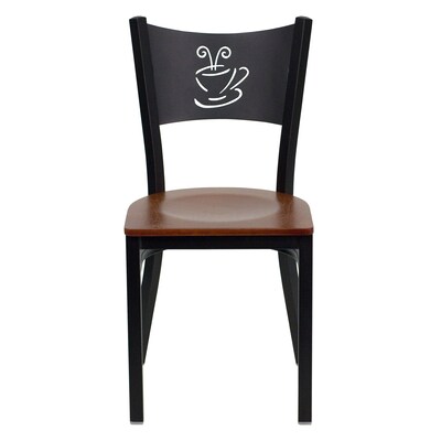 Flash Furniture HERCULES Series Traditional Metal/Wood Restaurant Dining Chair, Black/Cherry Wood, 2/Pack (2XUDG6099COFCHW)
